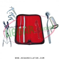 Hegar uterine dilator 2pcs 3-4, 11-12, pinwheel, mathieu speculum, grave 3pcs, collin large