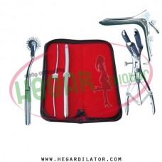 Hegar uterine dilator 2pcs 3-4, 11-12, pinwheel, mathieu speculum, grave large