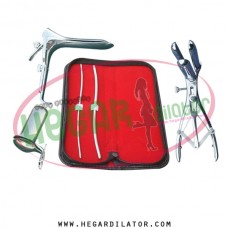 Hegar uterine dilator 3-4, 5-6, Mathieu speculum, grave small, collin large