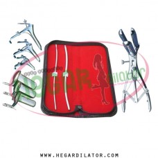 Hegar uterine dilator 3-4, 5-6, Mathieu speculum, grave 3pcs, collin 3pcs 