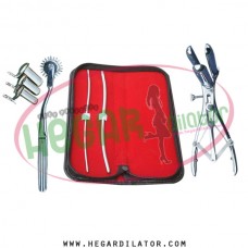 Hegar uterine dilator 3-4, 5-6, mathieu speculum, wartenberg pinwheel, collin 3pcs