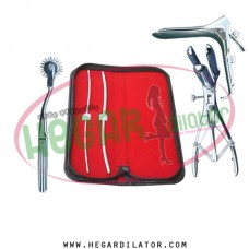 Hegar uterine dilator 3-4, 5-6, mathieu speculum, wartenberg pinwheel, grave large