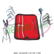 Hegar uterine dilator 3-4, 5-6, mathieu speculum, wartenberg pinwheel, grave 3pcs, collin 3pcs