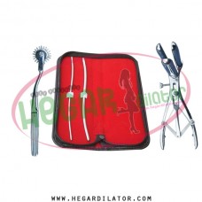 Hegar uterine dilator 3-4, 5-6, mathieu anal speculum, wartenberg pinwheel