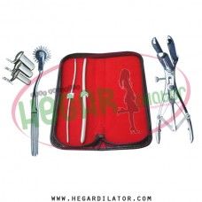 Hegar uterine dilator 3-4, 7-8, wartenberg pinwheel, mathieu speculum, collin 3pcs