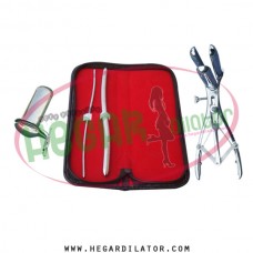 Hegar uterine dilator 3-4, 9-10, mathieu anal speculum, collin medium