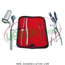 Hegar uterine dilator 3-4, 9-10, pinwheel, mathieu speculum, collin large