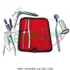 Hegar uterine dilator 3-4, 9-10, pinwheel, mathieu speculum, grave small, collin small