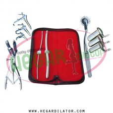 Hegar uterine dilator 3-4, 9-10, pinwheel, mathieu speculum, grave 3pcs, collin 3pcs