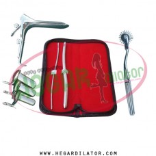 Hegar uterine dilator 3-4, 9-10, pinwheel, grave speculum medium, collin 3pcs