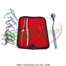 Hegar uterine dilator 3-4, 9-10, pinwheel, grave speculum 3pcs, collin 3pcs