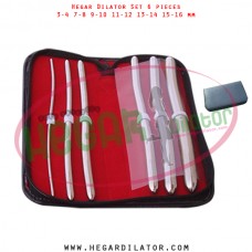 Hegar dilator set 6 pieces 3-4, 7-8, 9-10, 11-12, 13-14 and 15-16 mm