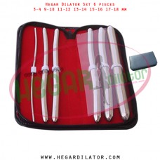 Hegar dilator set 6 pieces 3-4, 9-10, 11-12, 13-14, 15-16 and 17-18 mm