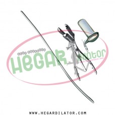 Hegar uterine dilator 3-4, mathieu speculum, collin large