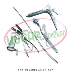 Hegar uterine dilator 3-4, pinwheel, mathieu speculum, collin large, grave medium