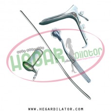 Hegar uterine dilator 3-4, pinwheel, collin speculum small, grave small