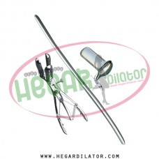 Hegar uterine dilator 5-6, mathieu speculum, collin small