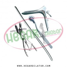 hegar uterine dilator 5-6 pinwheel, mathieu speculum, grave medium